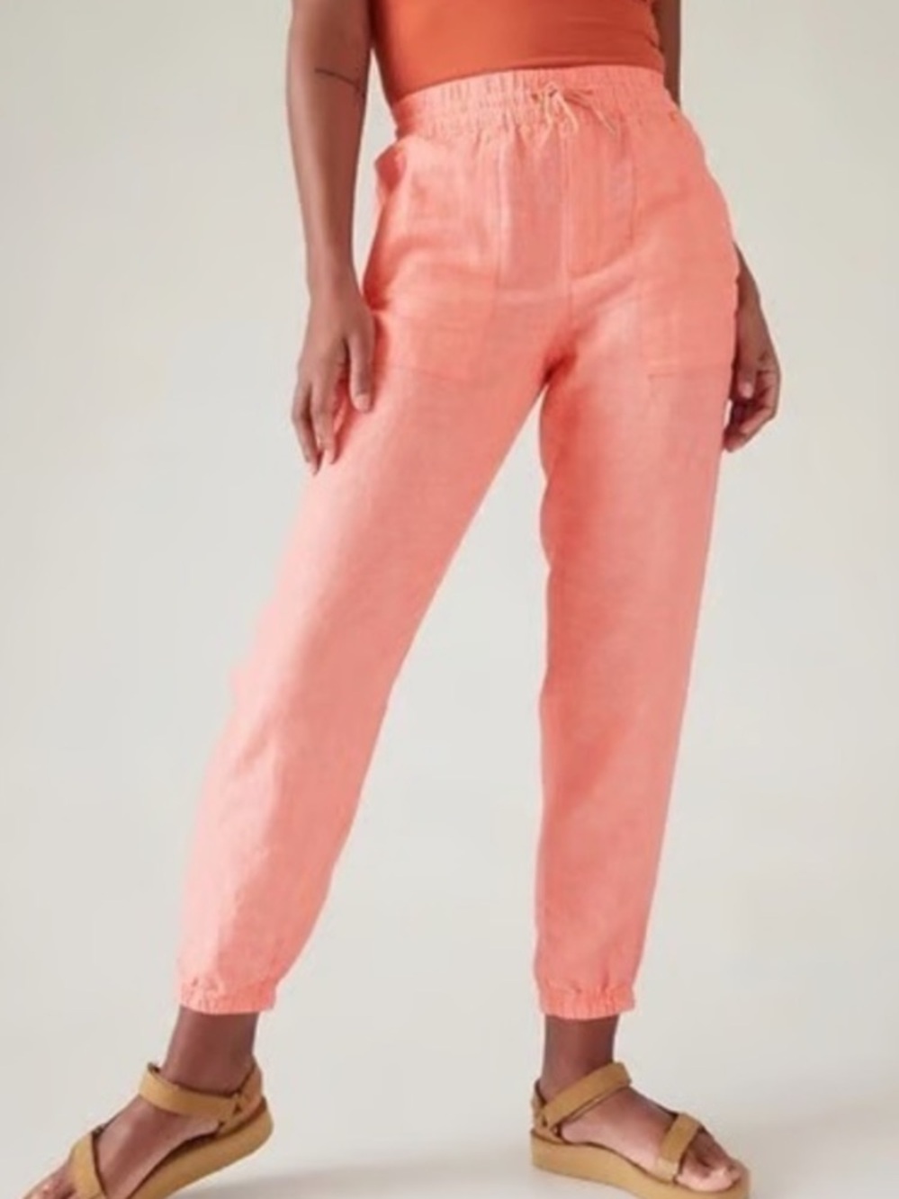 Athleta Retreat Linen Joggers in Sunset Glow